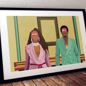 Affiche BEYONCÉ & JAY-Z minimaliste - Décoration / Affiche / Poster Print / Wall Art / Rap / Musique / Illustration / Apeshit / Rap Poster