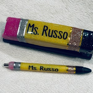 Glitter Pencil Stapler - Glittered Pencil Pen - Glittered Pencil Scissors - Teacher Gift - Pencil Stapler - Glitter Stationary