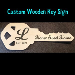 Our First Home Key - Key - Realtor Sign - Closing Gift - Housewarming Gift - New Homeowner - Realtor Gift - Custom Personalized Wood Sign