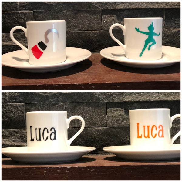 Personalized Espresso Cups - Custom Espresso Cups with Saucers - Mini Coffee Cups - Mini Teacups