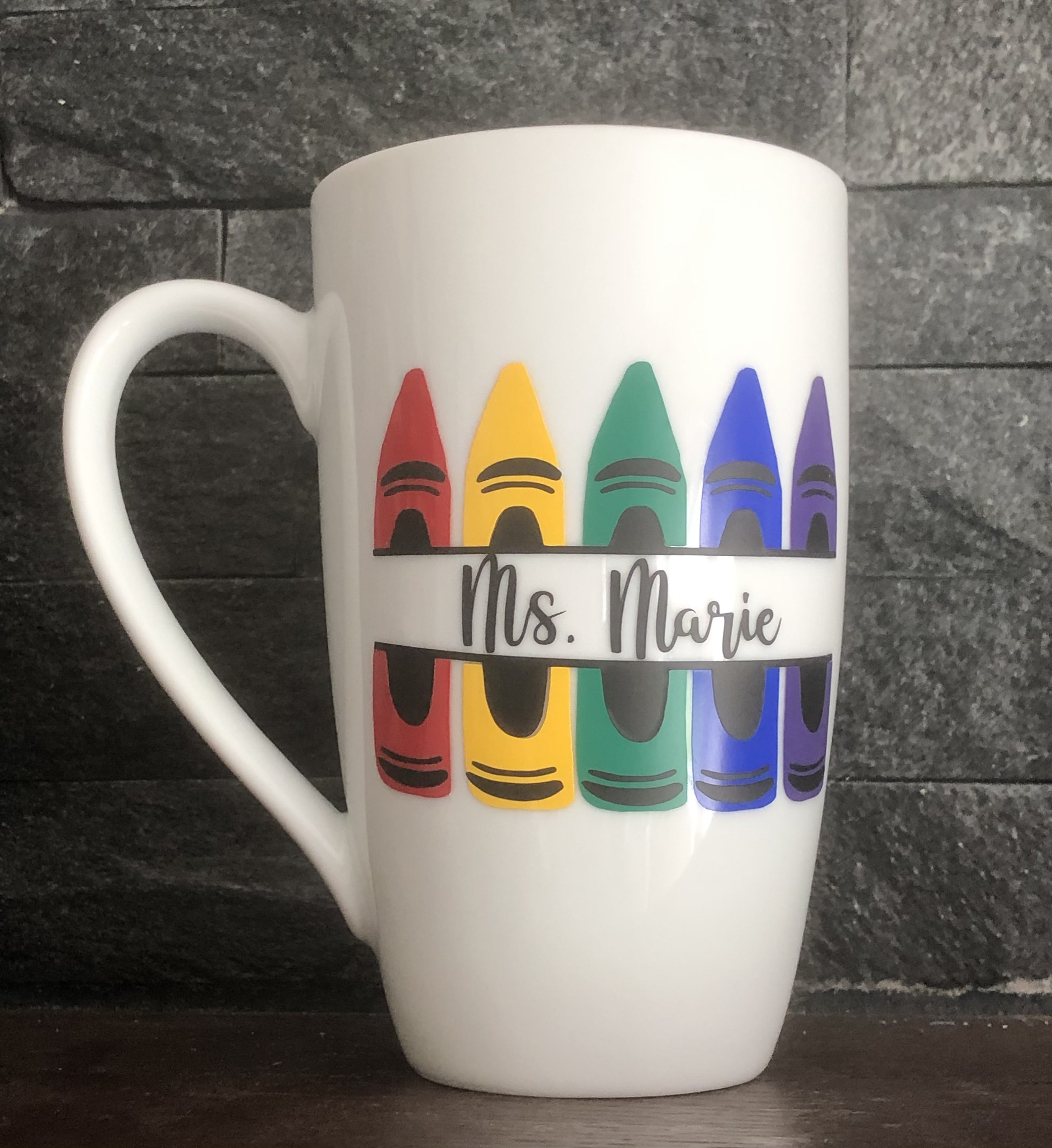 Personalized Teacher Mug Crayon Mug Personalized Mug Etsy UK