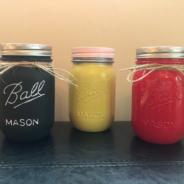 Set of 3 Teacher Mason Jars  - Apple Mason Jar - Chalkboard Mason Jar - Pencil Mason Jar-Decorative Mason Jar - Teacher Gifts
