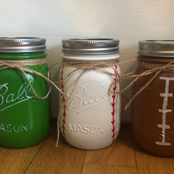 Sports Mason Jars Etsy