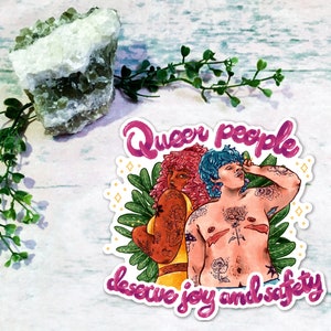 Les homosexuels méritent joie et sécurité | Sticker gay transgenre non binaire du mois de la fierté LGBTQ+