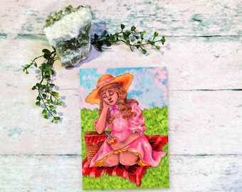 Strawberry Picnic | A4 or A8 (5x7 or 8x10 Inch) Digital Painting Art Print