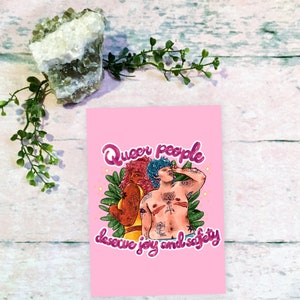 Queere Menschen verdienen Freude und Sicherheit | Pride 2023 5x7 und 8x10 Gay Transgender Nonbinary Digital Painting Art Prints