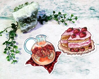 Strawberry Lemonade and Cake| Two (2) Summertime Picnic Stickers Decals