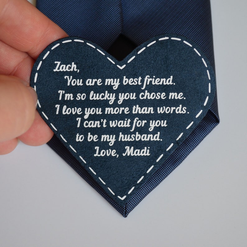 Fiance Wedding Gift For Groom Tie Patch From Bride Future Husband Gifts Idea Hubby Gift On Wedding Day image 1
