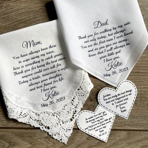 Parents Wedding Gift Personalized Handkerchief For Mother Of The Bride And Father Of The Bride