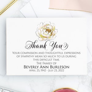 Personalized Sympathy Thank You Cards: Linen A2 Folded Notes