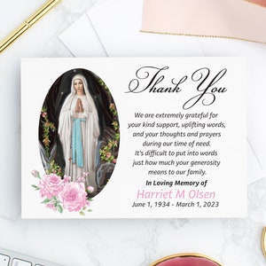 Personalized Catholic Sympathy Thank You Cards: Virgin Mary Funeral Note