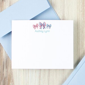 Personalized Bow Stationery Set: Coquette Girl Notecards