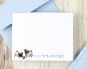 Two Fawn Pugs Dog Art Note Cards by Cori Solomon - Etsy