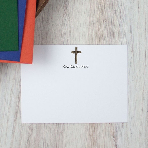 Cross Stationary Set Masculine, Choose Quantity, Personalized Stationery for Men Religious, Christian Thank You Cards for Boys Man Guys