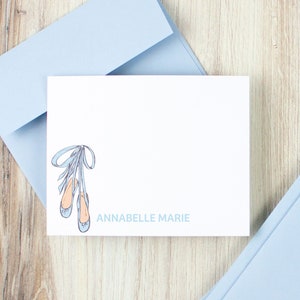 Personalized Ballet Slipper Stationery Set: Ballerina Notecards with Envelopes