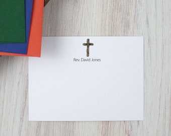 Cross Stationary Set Masculine, Choose Quantity, Personalized Stationery for Men Religious, Christian Thank You Cards for Boys Man Guys