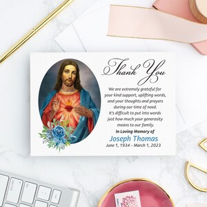 Catholic Sympathy Thank You Cards: Sacred Heart of Jesus, Personalized Bereavement Note