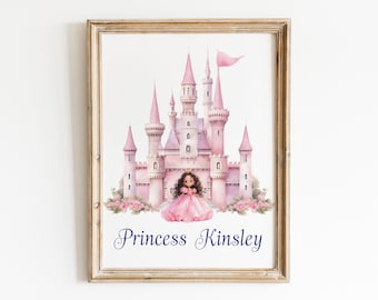 Personalized Princess Castle Print: Girls Room Wall Art
