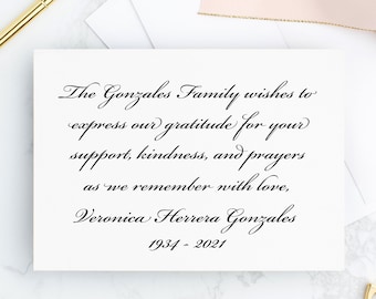 Personalized Sympathy Thank You Cards: Elegant Linen Bereavement Acknowledgment