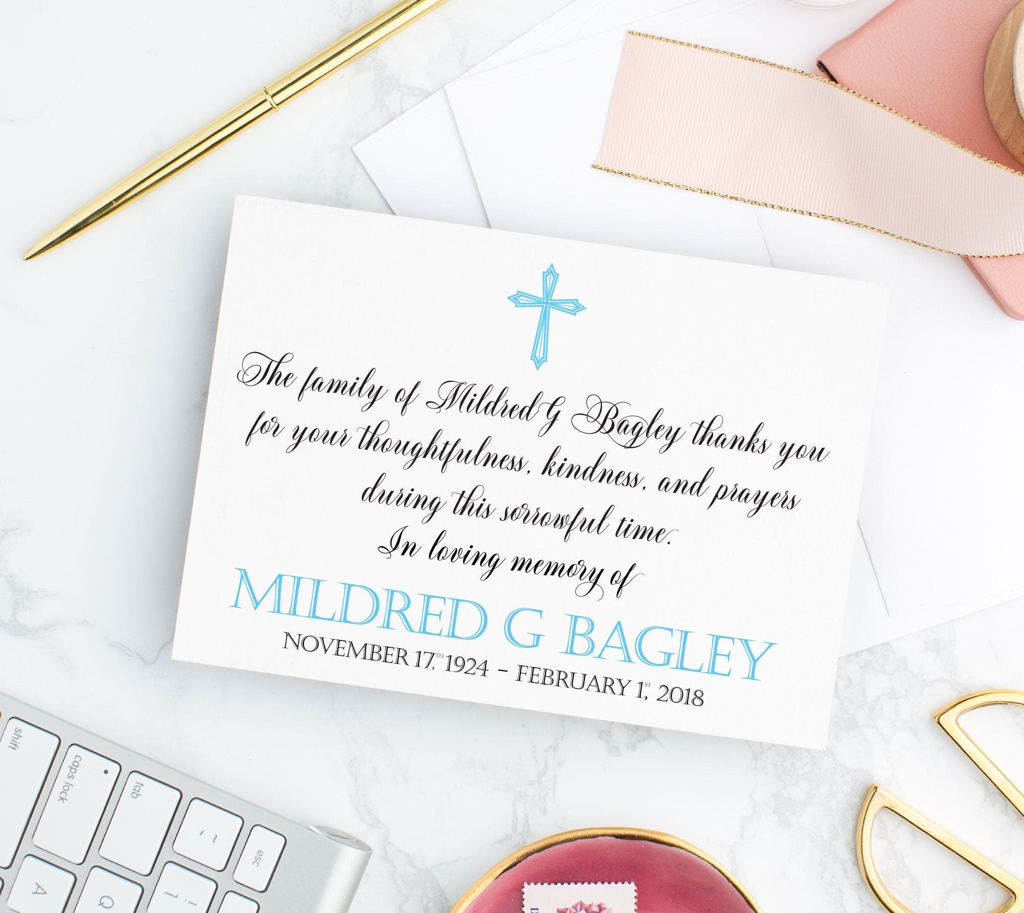 Funeral Thank You Notes Christian Thank You Cards Condolence  Etsy
