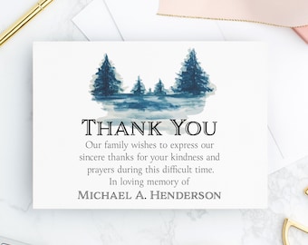 Funeral Thank You Cards Personalized Masculine Sympathy Thank you Notes for Memorial Service Custom Sympathy Cards Pack with Name and Dates
