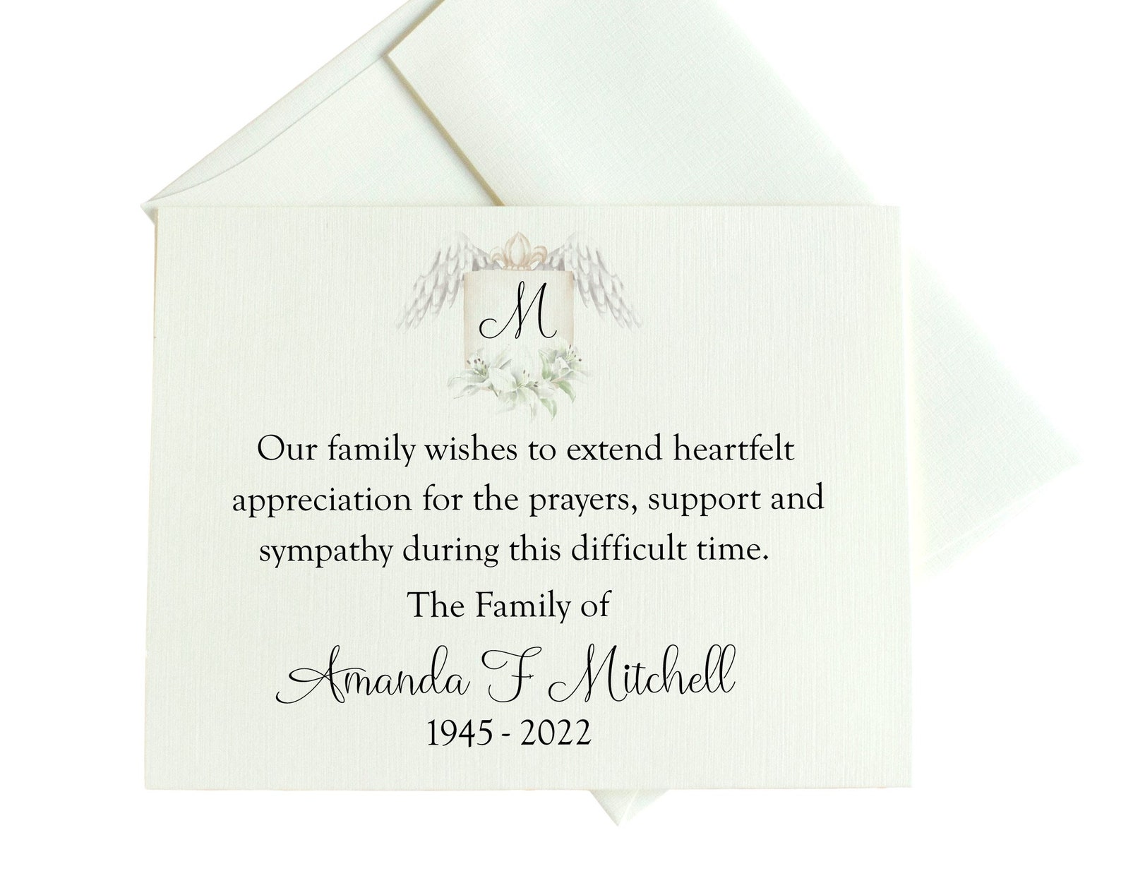 Personalized Funeral Thank You Cards With Envelopes A2 Linen Etsy