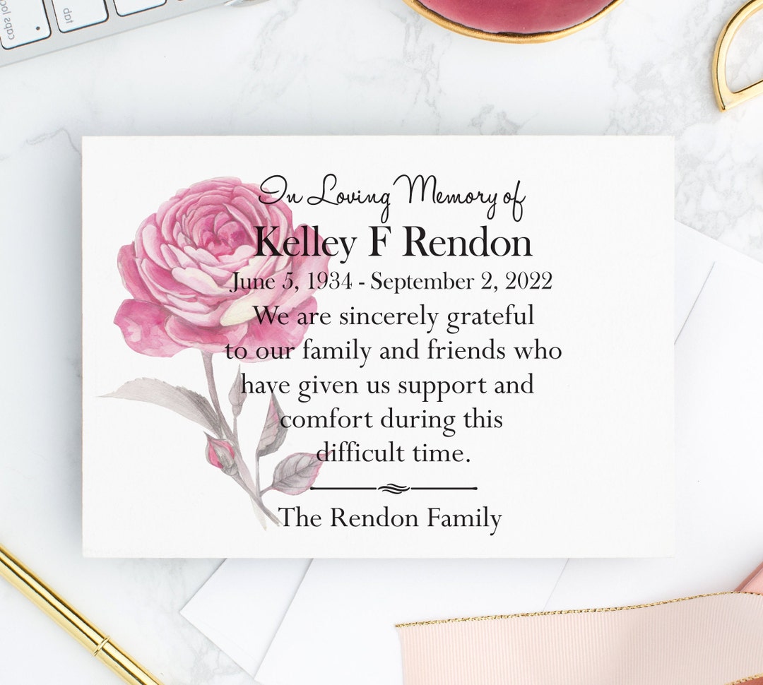Personalized Funeral Thank You Cards With Envelopes Floral Sympathy Thank You Notes With Message