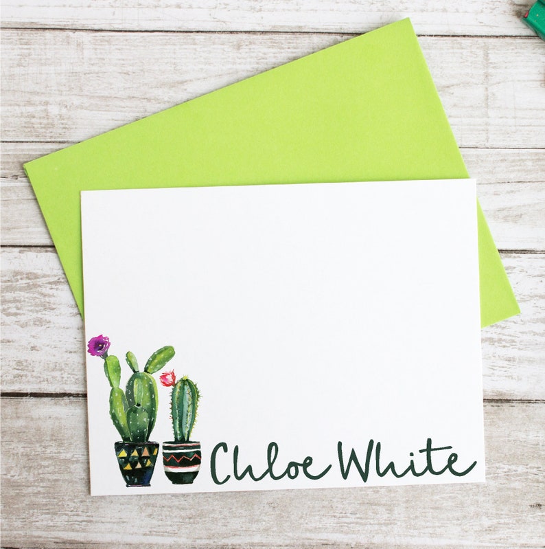 Personalized Succulent Stationery Set Cactus Note Cards with | Etsy