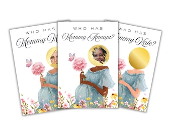 Baby Shower Scratch Off Game, Who has Mom? Printed Party Favor Activity for Guests