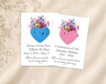 Custom Plantable Wildflower Favors for Memorial Service, Personalized Text