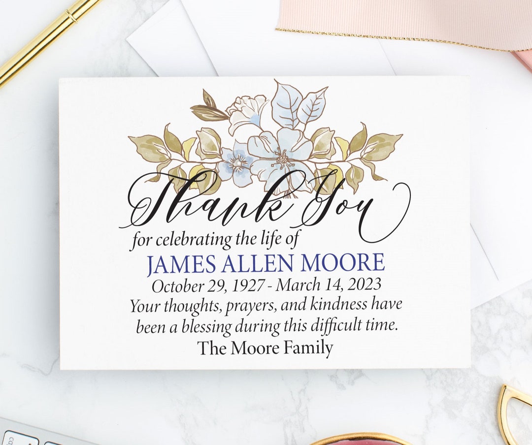 Custom Funeral Thank You Card designed with your personal message