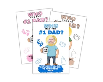 Scratch Off Baby Shower Game Personalized, #1 Dad Custom Baby Sprinkle Favor, Fun Who Has the Daddy Game for Guests Printed