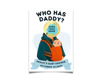 Scratch Off Baby Shower Game, Personalized Baby Shower Favors, Who Has the Baby Daddy Game Card Design Dad Guessing Game Party Favor Set