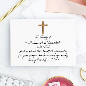 Personalized Catholic Sympathy Thank You Cards: Religious Funeral Bereavement Notes