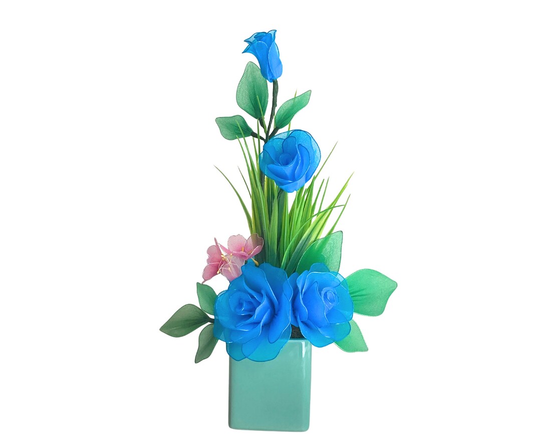 Handmade Nylon Stocking Flower Arrangement/nylon Flower/tabletop Decor