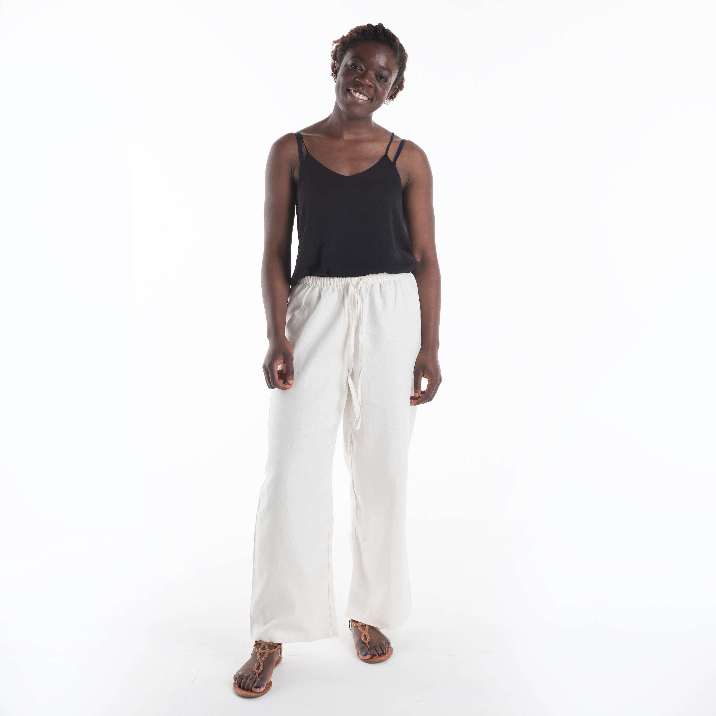 Linen Pants Women Drawstring -  UK