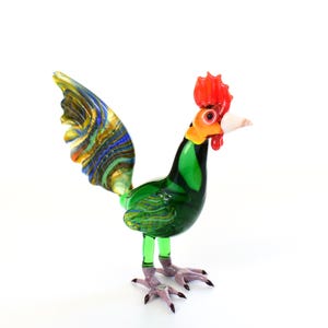 Lampwork Glass Rooster Figurine: Realistic Murano Style