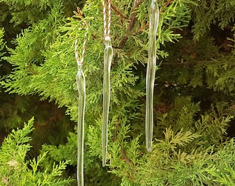 Lampwork Glass Icicles: Christmas Tree Ornaments