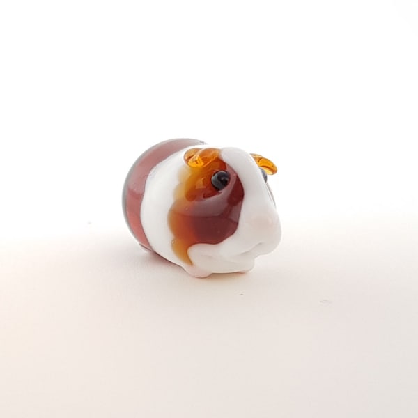 Glass Guinea Pig, Lampwork Guinea Pig, Blown Glass Guinea Pig, Glass Domestic Cavy, Glass Rodent (Dark Topaz)