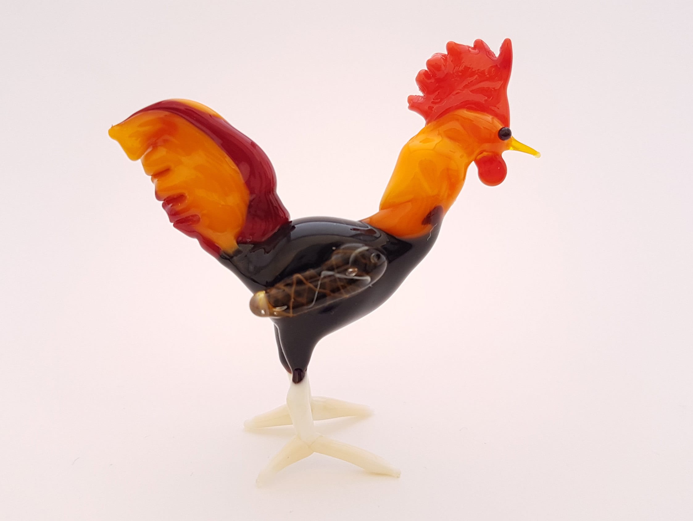 Glass Rooster Figurine Lampwork Rooster Murano Glass Rooster Etsy