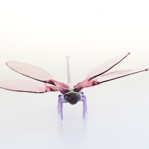 Glass Dragonfly Figurine, Blown Glass Purple Dragonfly, Lampwork Purple Dragonfly, Realistic Dragonfly, Blown Glass Insects