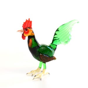 Lampwork Glass Rooster Figurine: Realistic Murano Style