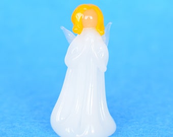 Lampwork Glass Angel Figurine: Praying Christmas Ornament