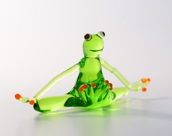 Glass Frog, Meditating Frog, Zen Frog, Yogi Frog, Lotus Pose Frog, Lampwork Frog, Murano Glass Frog, Blown Glass Frog,