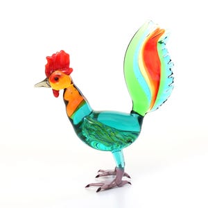 Lampwork Glass Rooster Figurine: Realistic Murano Style