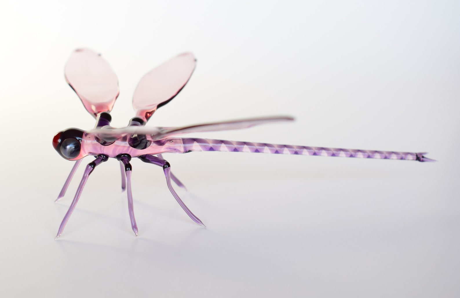 Glass Dragonfly Figurine Blown Glass Purple Dragonfly Etsy