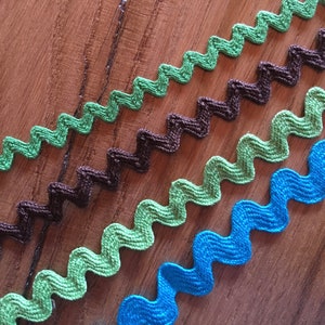 Bordure Rick Rack Quilting en coton Ruban zigzag Patchwork français Bordure verte Scrapbooking bleu-marron Couture lente