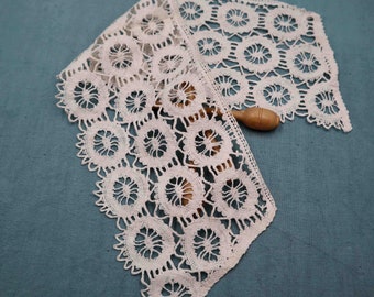 Antique Lace Insert French Handmade Lace Panel Bobbin Lace Vintage Applique Linen Doily Lace Pattern Supply Lace Craft