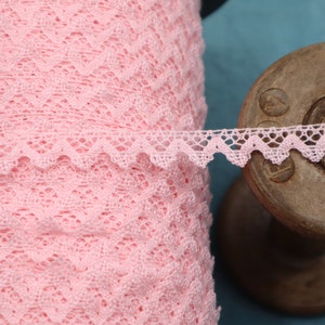 Renda de algodão francesa vintage - Renda rosa suave - Renda de bilro antiga para costura e artesanato