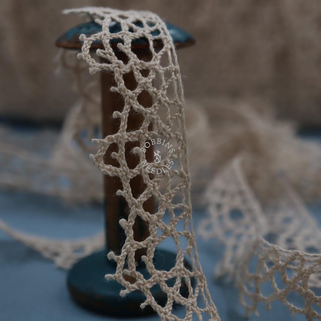 French Bobbin Lace Trim – Vintage Cotton Insertion Lace – Le Puy Style ...